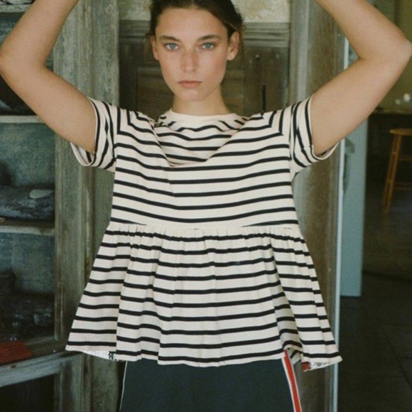 Zara Striped Peplum Top C - Picture 1 of 9